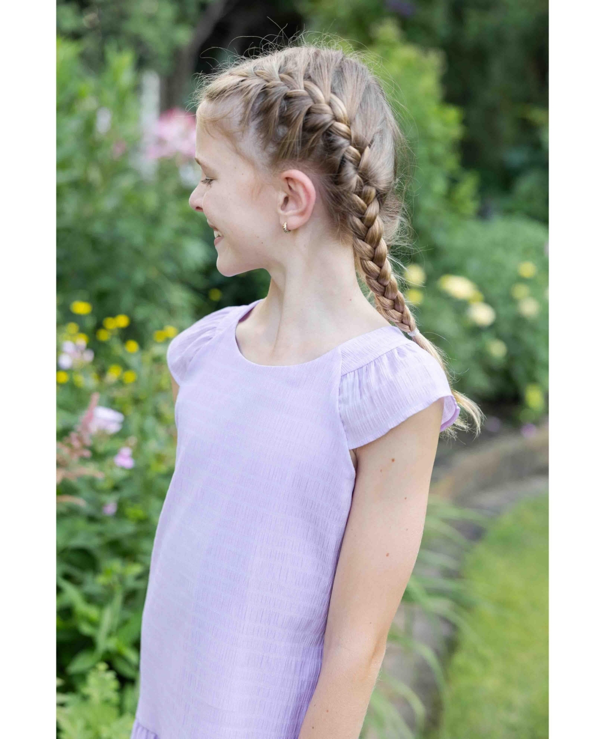 Florence Eiseman Big Girls Crinkle Lawn Dress With Shirred Hem Ruffle