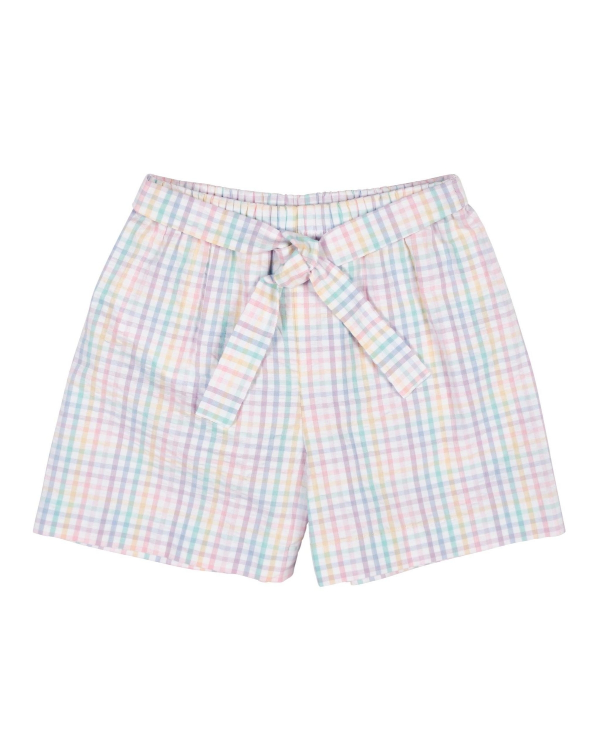 Florence Eiseman Little Girls Plaid Seersucker Shorts With Waist Tie