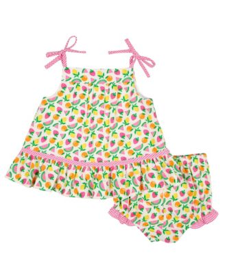 Baby Girl Printed Seersucker Dress & Bloomer with Fruit