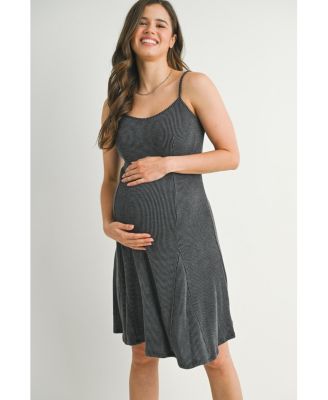 Maternity Ribbed Empire Waist Scoop Neck Sleeveless Dress
