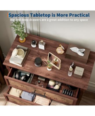 Brown 5 Drawer Dresser for Bedroom, Farmhouse Tall Chest of Drawers with Metal Handles, Rustic Wooden Dresser for Living Room