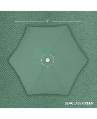 9ft Fringe Market Umbrella - Boho Patio Sunshade w/ Tilt, UPF50+, Steel Pole for Table, Pool, Deck