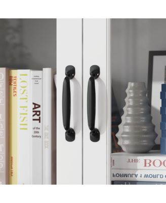 Bookcase Bookshelf with 5 Storage Shelves & 2 Glass Doors, Display Storage Cabinet for Home Office, Living Room