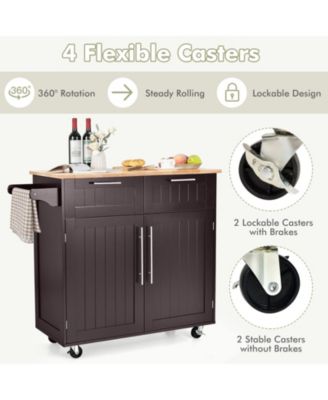 Kitchen Islands Rolling Kitchen Island Cart Storage Trolley with Towel Rack and Drawer