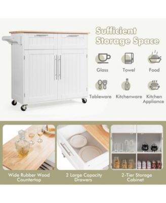 Kitchen Islands Rolling Kitchen Island Cart Storage Trolley with Towel Rack and Drawer