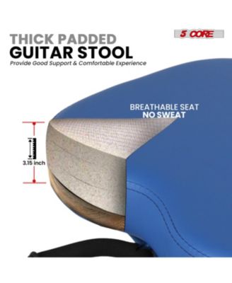 Guitar Stool 3.15" Padded Chair Foldable Heavy Duty Music Seat Built in Foot Rest Guitar Stand