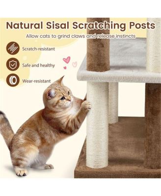 2-in-1 Cat Activity Center: Staircase & Tree with 4 Multi-Tier Platforms, Integrated Sisal Scratching Posts, Space-Saving in Gray