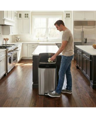 13.1 Gal./50 Liter Stainless Steel Step Trash Can with Soft-Close Lid, Rectangular Pedal Garbage Bin for Kitchen, Office, or Bathroom