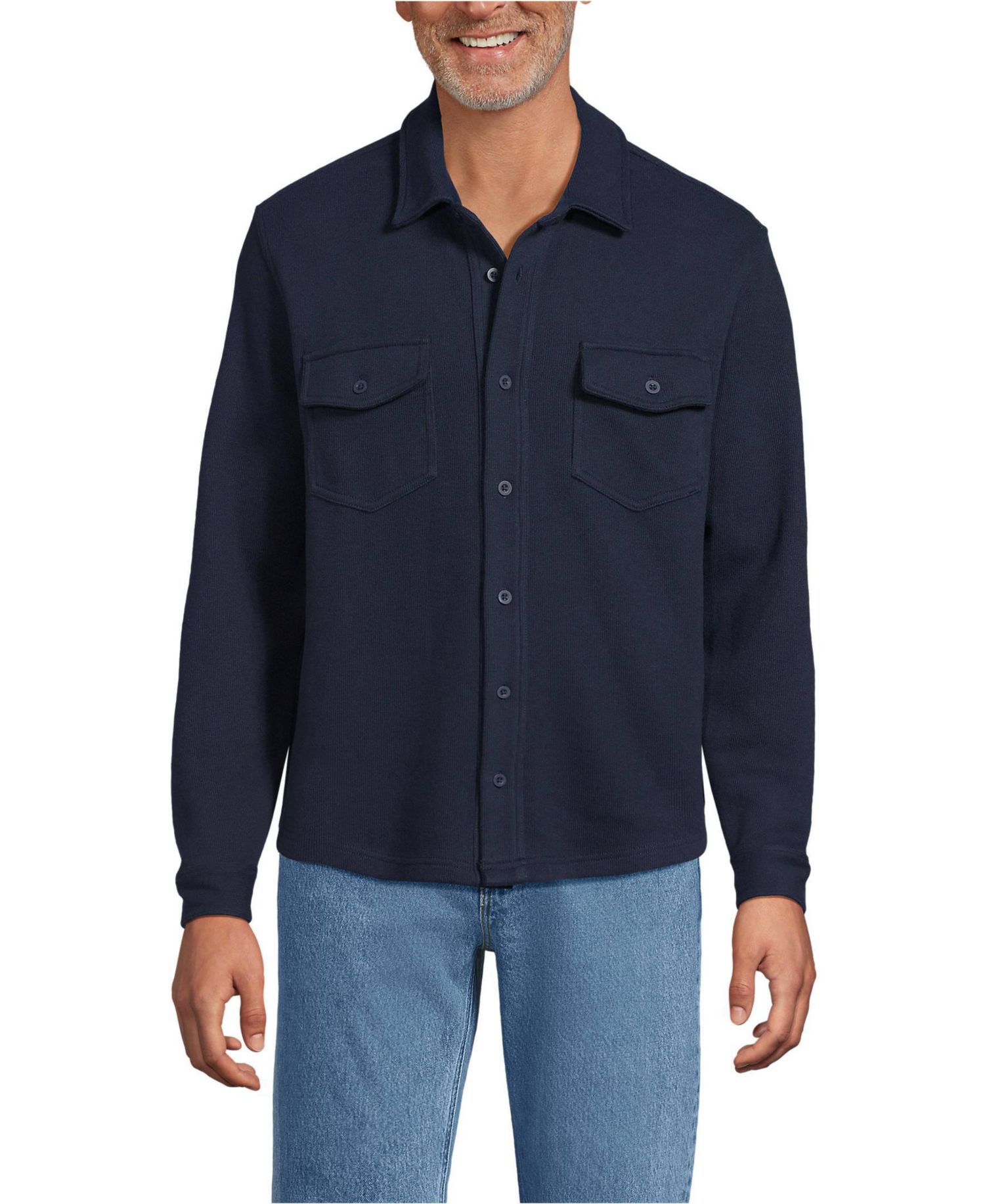 Men's Long Sleeve Bedford Button Through Utility Overshirt