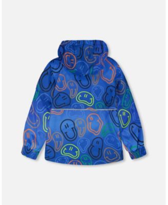 Big Boys Two-Piece Mid-Season Outerwear Set Blue Printed Smileys