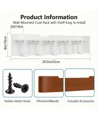 Solid Wood Wall Hook Shelf for Home Decor and Storage