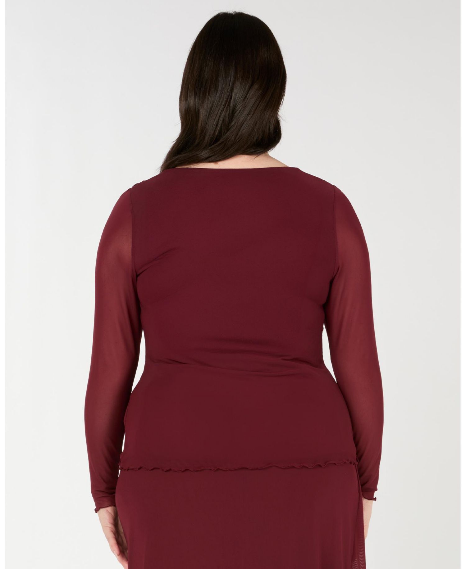 Women's Annalise Red Mesh Long Sleeve Wrap Top