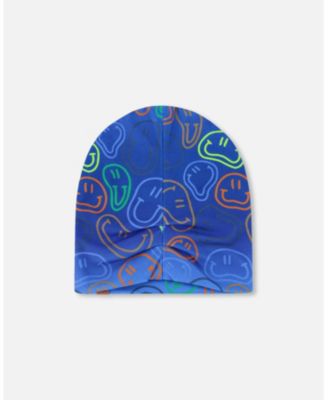 Baby Boys Stretch Jersey Beanie with Smiley Print