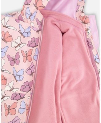 Toddler Girls 3-in-1 Two-Piece Mid-Season Outerwear Set with Printed Butterflies