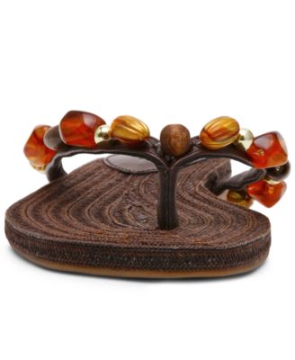 Women's Marble Embellished Square Toe Thong Sandals