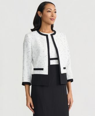 Women's Framed Tweed Collarless Jacket