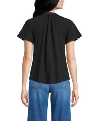 Women's Slub Short Sleeve Notch Neck Top