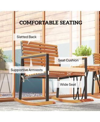 2PCS Outdoor Rocking Chair, Wooden Outdoor Rockers