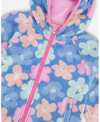 Toddler Girls Softshell Jacket Blue Flower Print