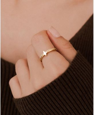 Let God Be In Control Pave Cross Ring