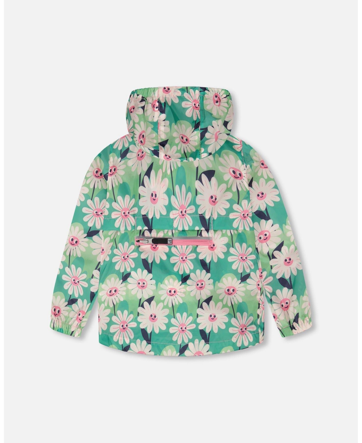 Deux par Girl Packable Windbreaker Polyester Smiling Flower Print - Child