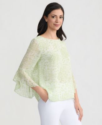 Women's Printed Ruffle-Sleeve Blouse