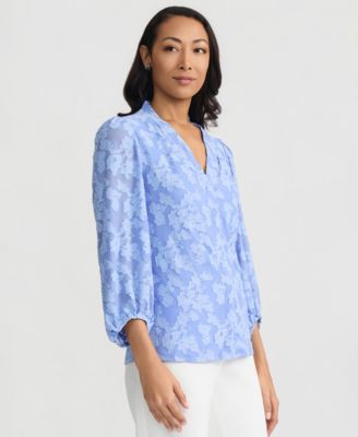 Women's Burnout Floral 3/4-Sleeve Top