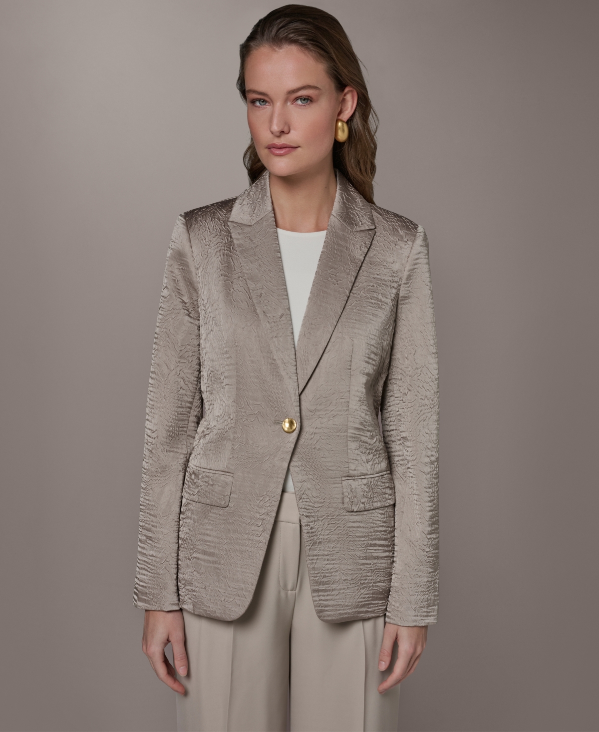 Donna Karan New York Women's Novelty One-Button Peak Lapel Blazer
