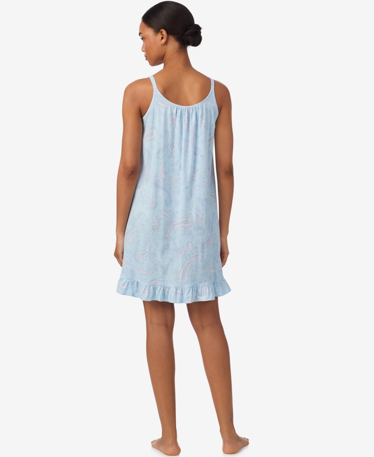 Lauren Ralph Women's Double Strap Button Neck Gown