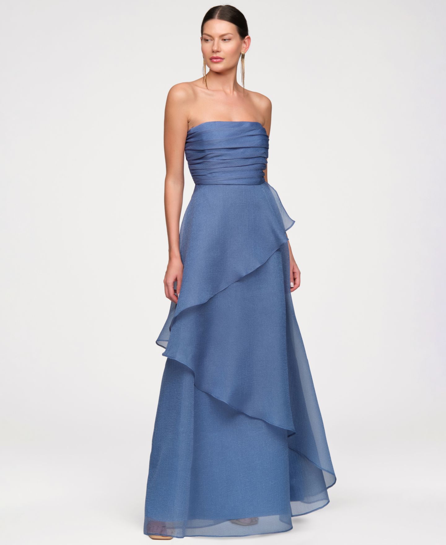 Женское платье JS Collections Strapless Organza Gown, цвет: Синий — фото 3