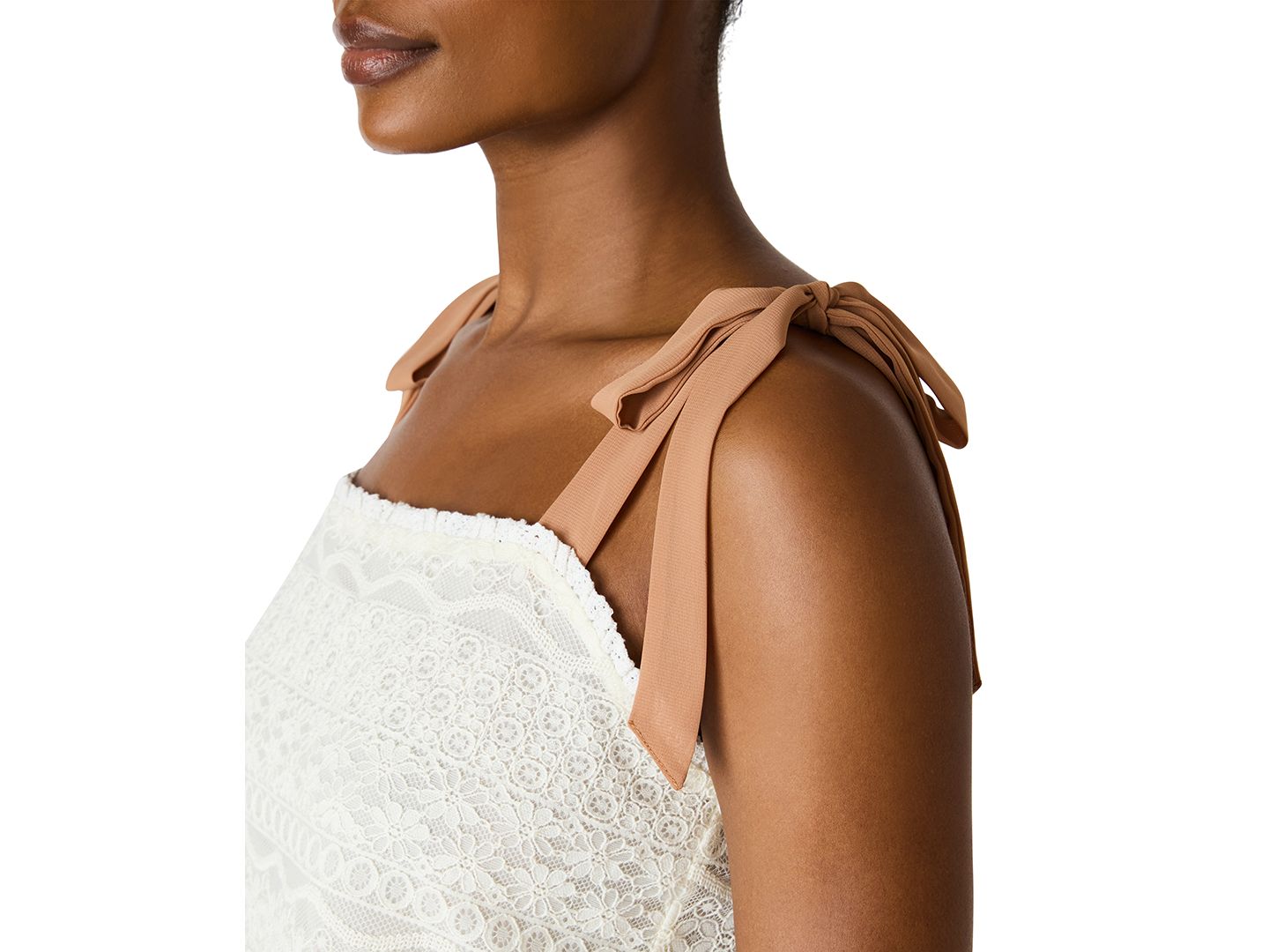 Женский топ Steve Madden Sleeveless Square Neck, цвет: Слоновая кость — фото 4