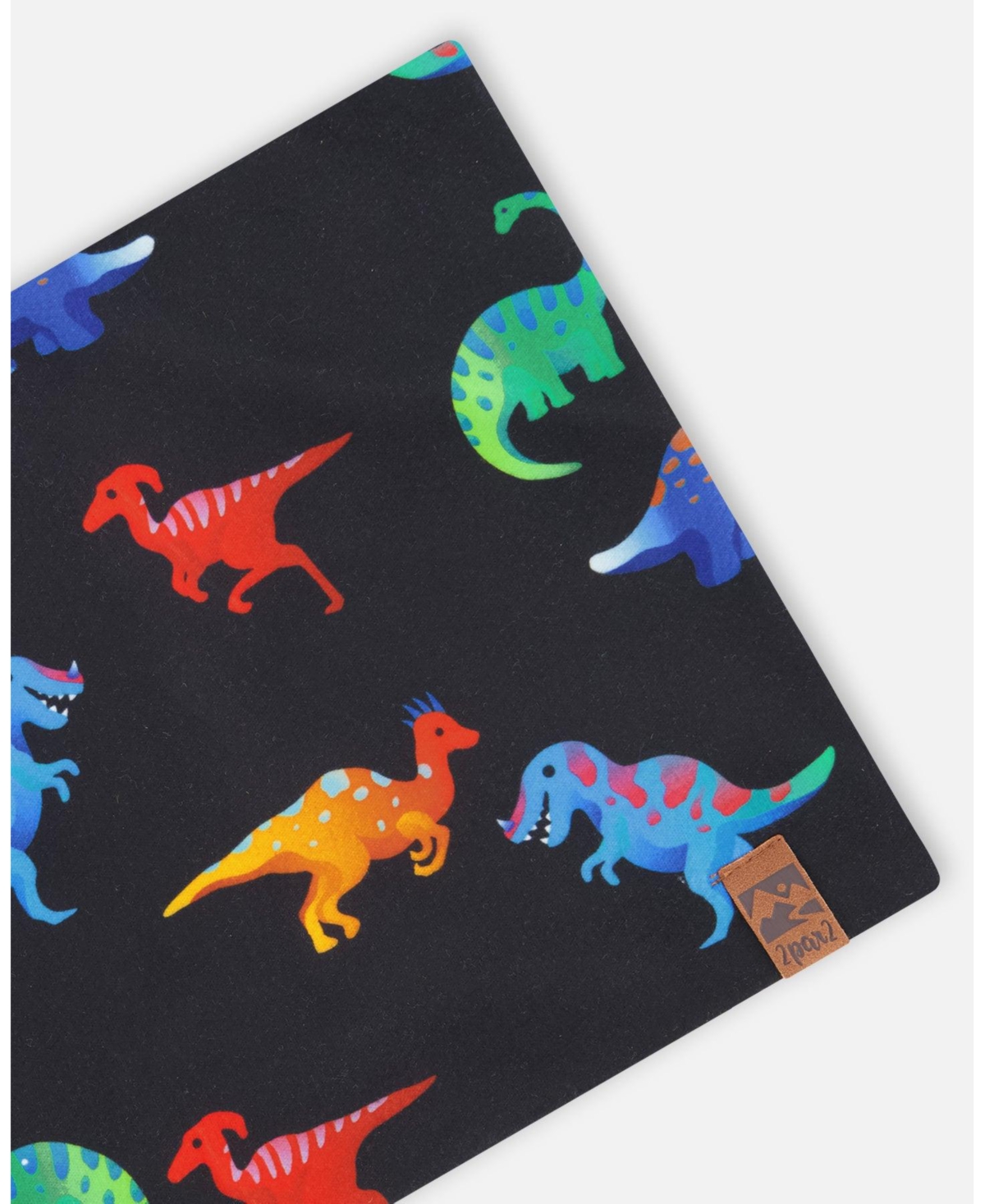 Deux par Deux Baby Boys Stretch Jersey Neck Tube Black Dinosaur Print