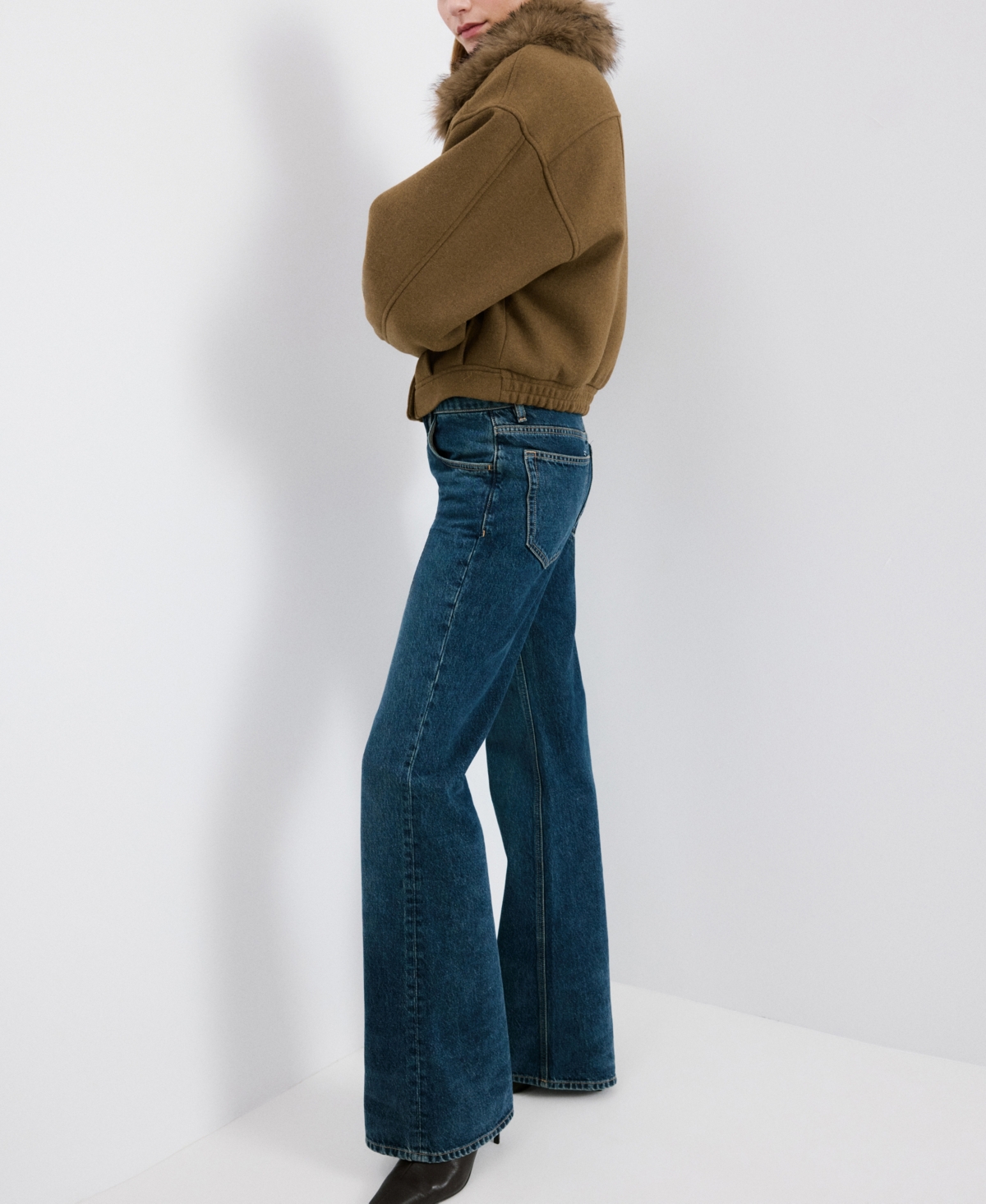 Mango Women's Fur Collar Wool Blend Jacket