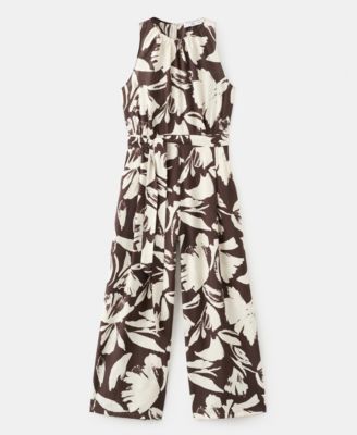 Women's Printed Cropped Belt Jumpsuit