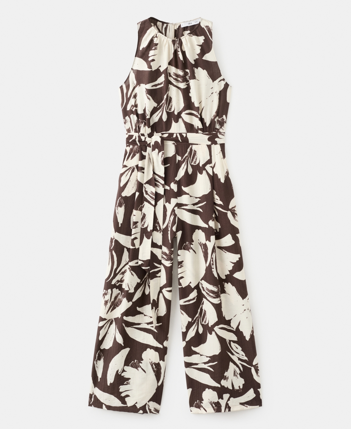Mango Women's Printed Cropped Belt Jumpsuit In Brown