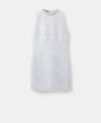 Women's Rhinestone Collar Tweed Dress