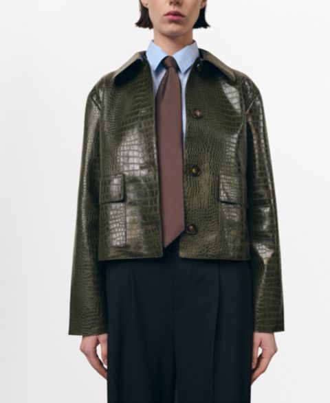 Женские куртки MANGO Women's Crocodile-Effect Faux Leather Jacket