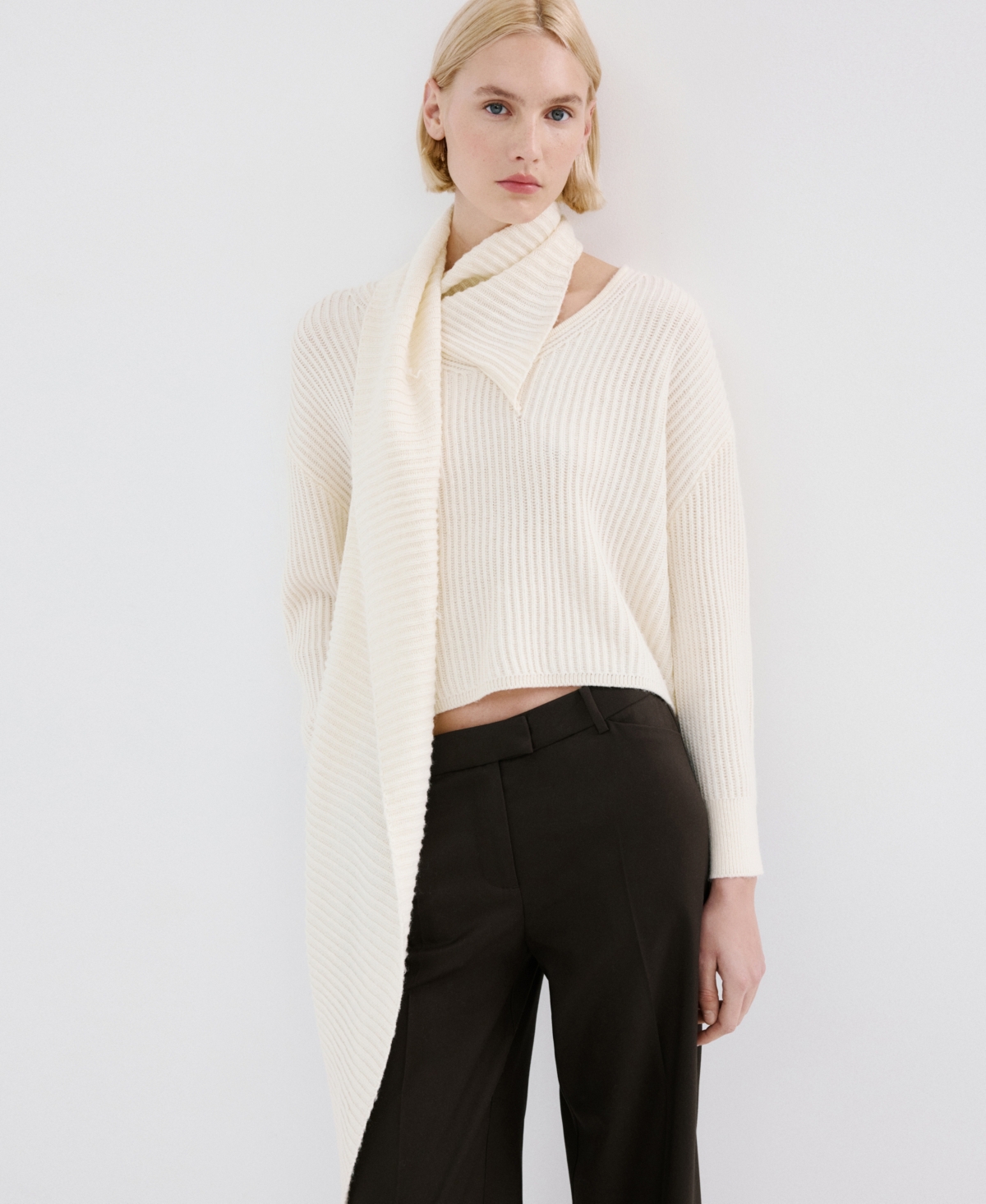 Mango Women's Wide-Leg Mid-Rise Pleated Pants