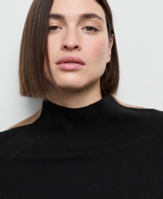 Women's Contrasting Stripes And Perkins Collar Sweater