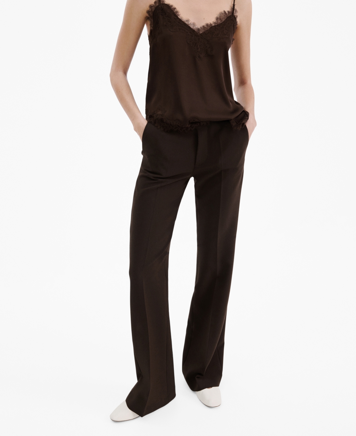 Mango Women's Mid-rise Flare Pants In Brown
