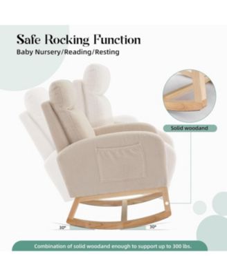 Modern Nursery Chair,Rocking Chair with High Backrest Armchair,PU Glider Accent Reading Chairs Padded Seat for Living Room,Bedroom