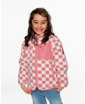 Girl Sherpa Jacket Pink Checkerboard - Toddler|Child