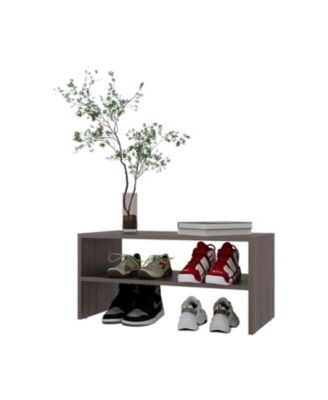 Norris shoe rack in melamine with 2 shelves,Gray Walnut