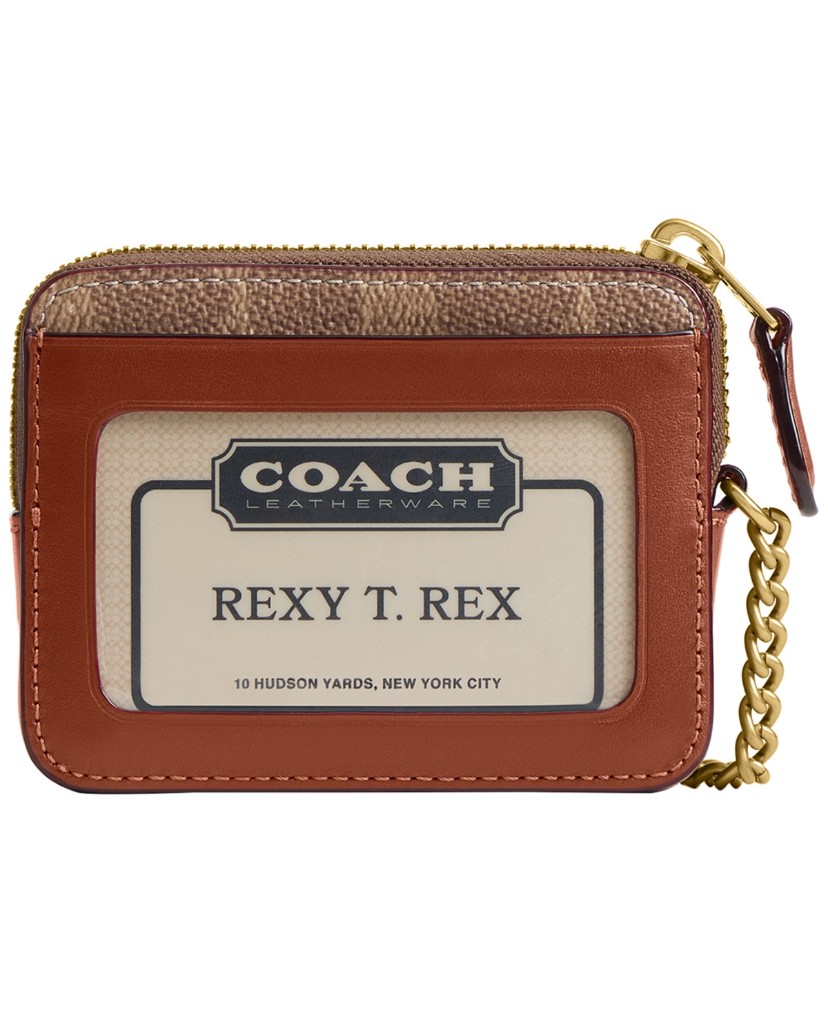 Coach Canvas Signature Essential Zipper Chain Card Case