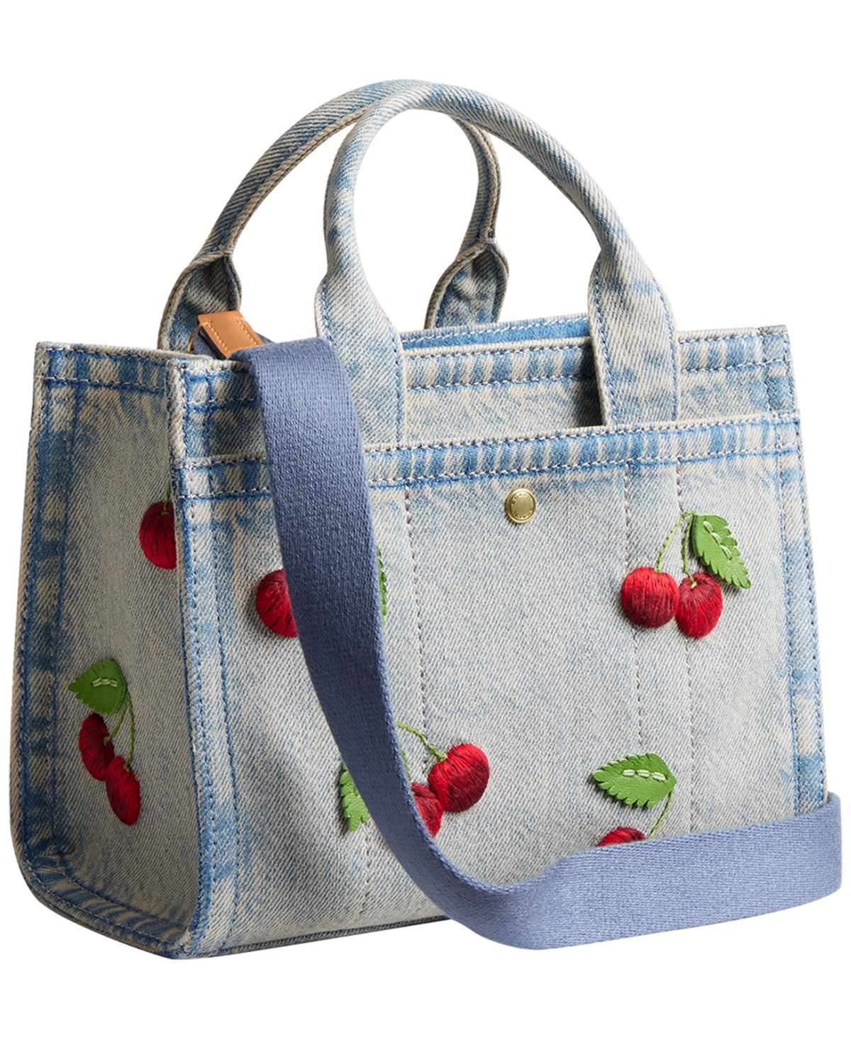 Coach Denim Cargo Cherry Embroidery Mini Tote Bag 20