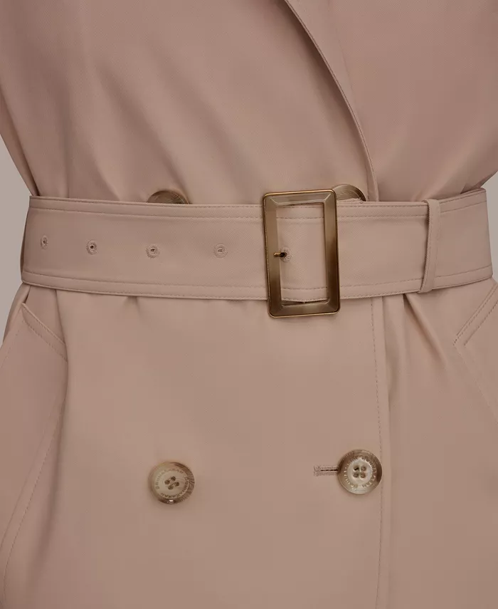 Women's Double Breasted Belted Notch Collar Trench Coat - thumbnail 9
