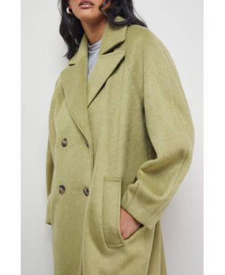 Women's Oversized Pleat Back Detail Maxi Coat