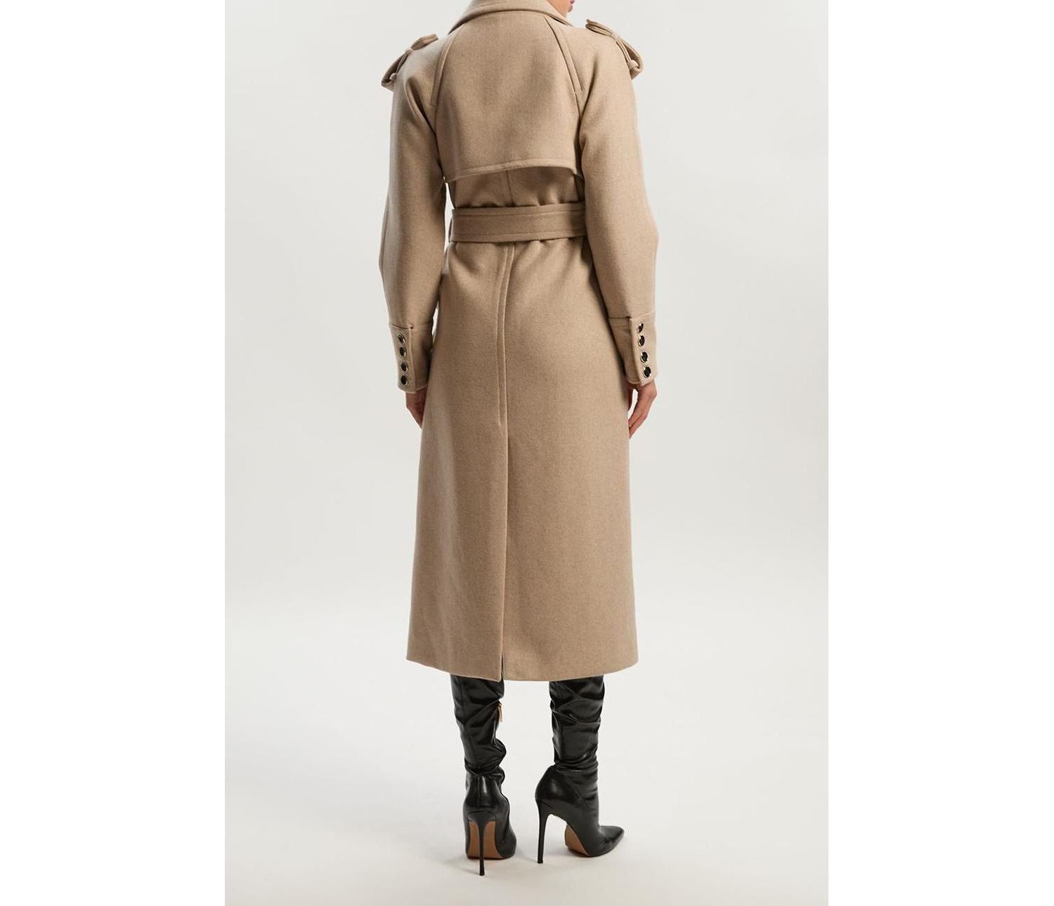 Women's Wool Tailored Belted Midi Coat