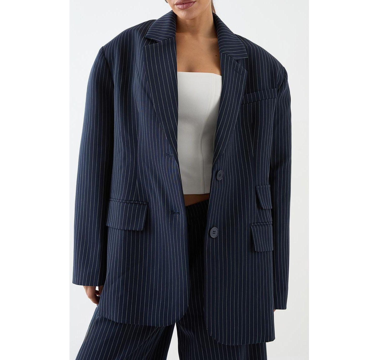 Women's Premium Pinstripe Oversized Blazer