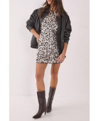 Women's Hand Embellished Cap Sleeve Mini Dress